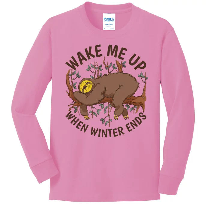 Wake Me Up When Winter Ends Sloth Kids Long Sleeve Shirt