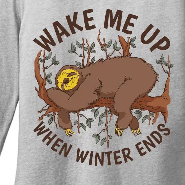 Wake Me Up When Winter Ends Sloth Womens CVC Long Sleeve Shirt