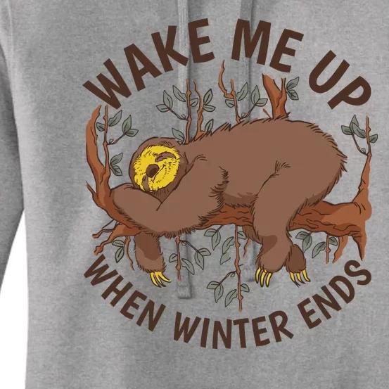 Wake Me Up When Winter Ends Sloth Women's Pullover Hoodie