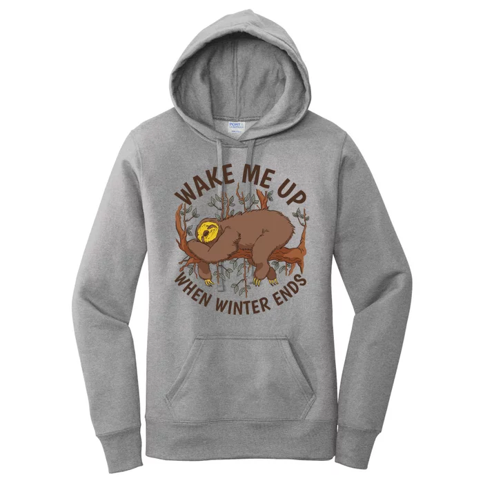 Wake Me Up When Winter Ends Sloth Women's Pullover Hoodie