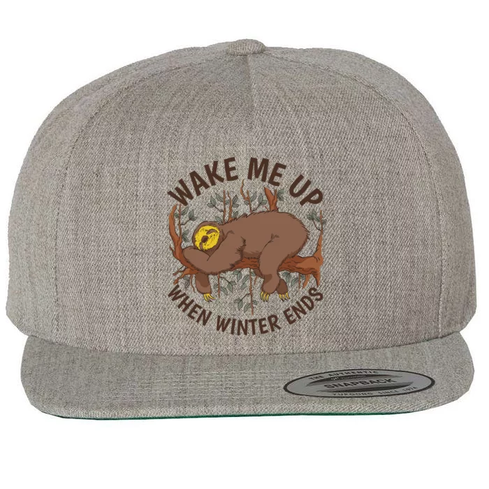 Wake Me Up When Winter Ends Sloth Wool Snapback Cap