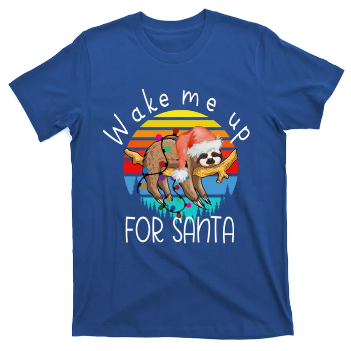 Wake Me Up For Santa Xmas Sloth Animal Accessories Decor Gift T-Shirt