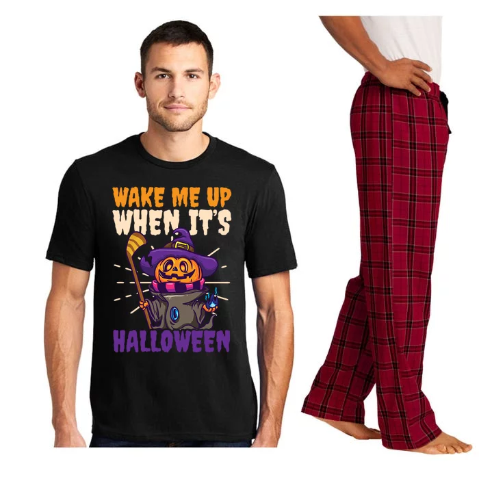 Wake Me Up When Its Design Halloween Ice Hockey Gift Pajama Set