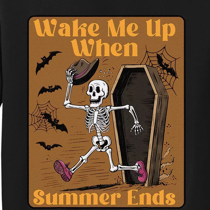 Wake Me Up When Summer Ends Funny Skeleton Running Halloween Sweatshirt