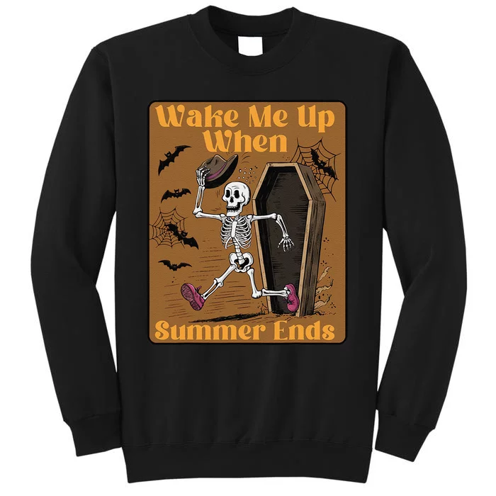 Wake Me Up When Summer Ends Funny Skeleton Running Halloween Sweatshirt