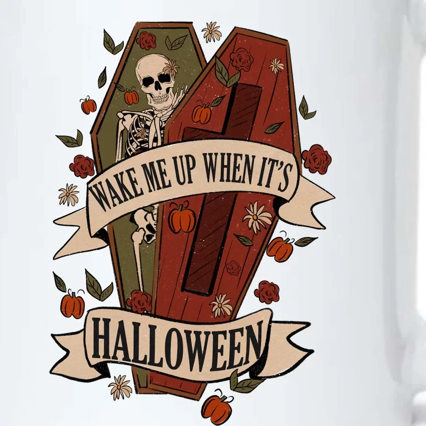 Wake Me Up When Its Halloween Funny Skeleton Coffin Black Color Changing Mug