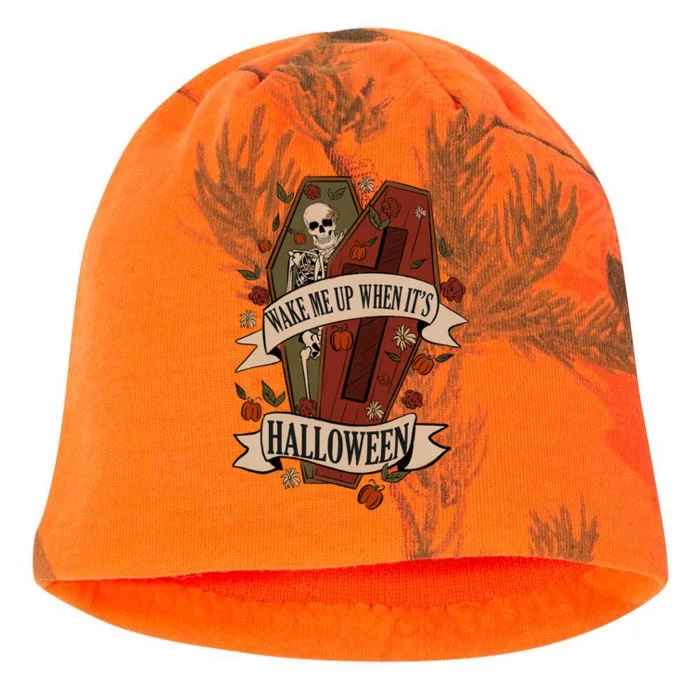 Wake Me Up When Its Halloween Funny Skeleton Coffin Kati - Camo Knit Beanie