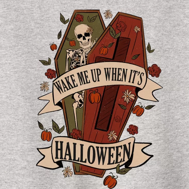 Wake Me Up When Its Halloween Funny Skeleton Coffin Toddler T-Shirt