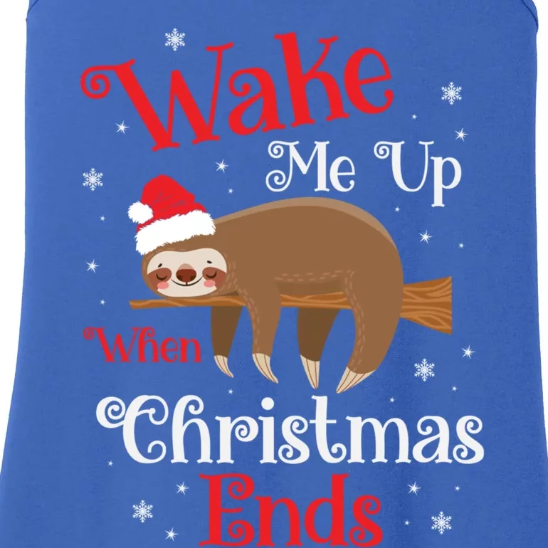 Wake Me Up When Christmas Ends Funny Sleepy Sloth Gift Ladies Essential Tank