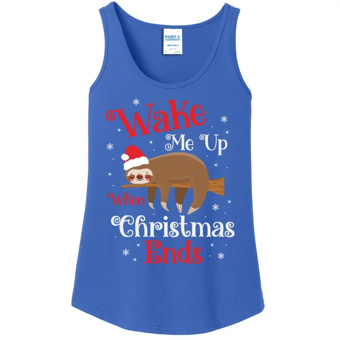 Wake Me Up When Christmas Ends Funny Sleepy Sloth Gift Ladies Essential Tank