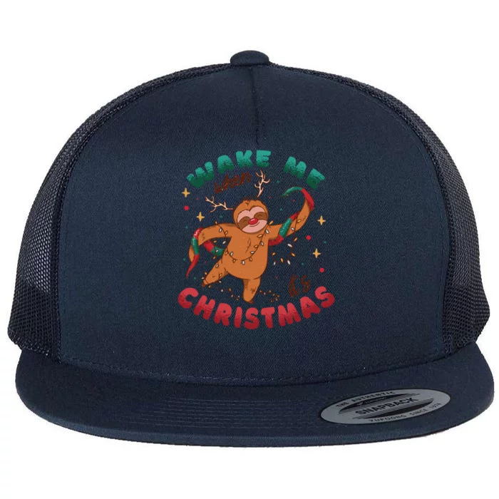 Wake Me Up When It Is Christmas Is Ugly Christmas Gift Flat Bill Trucker Hat