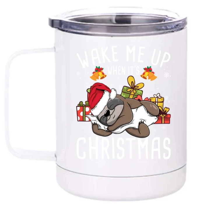 Wake Me Up When It Is Christmas Sloth Gift Front & Back 12oz Stainless Steel Tumbler Cup