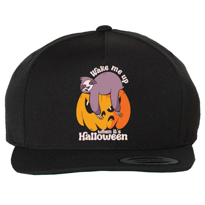 Wake Me Up When Its Halloween Funny Lazy Sleeping Sloth Great Gift Wool Snapback Cap