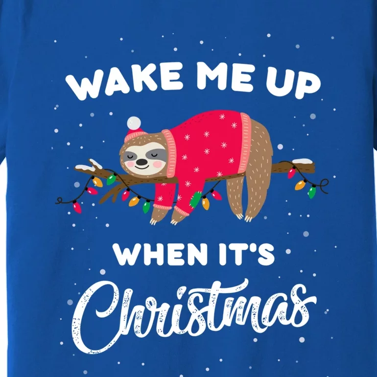 Wake Me Up When Its Christmas Sleeping Cute Sloth Christmas Gift Premium T-Shirt