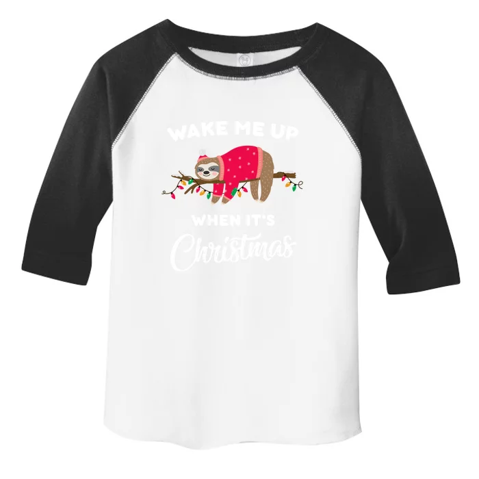 Wake Me Up When Its Christmas Sleeping Cute Sloth Christmas Gift Toddler Fine Jersey T-Shirt