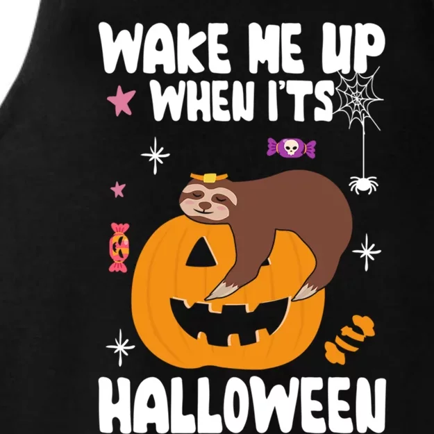 Wake Me Up When Its Halloween Lazy Sloth Sleeping Lover Cute Gift Ladies Tri-Blend Wicking Tank