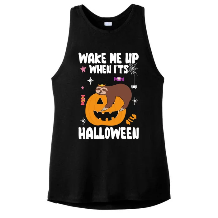 Wake Me Up When Its Halloween Lazy Sloth Sleeping Lover Cute Gift Ladies Tri-Blend Wicking Tank