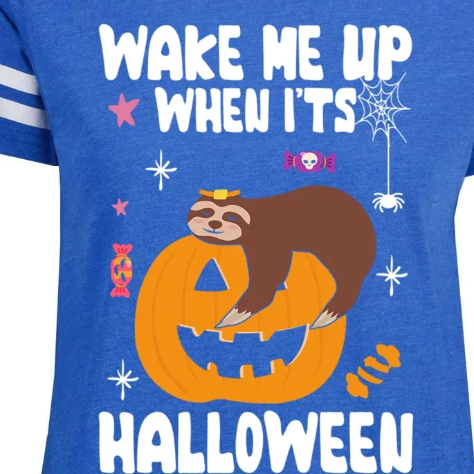 Wake Me Up When Its Halloween Lazy Sloth Sleeping Lover Cute Gift Enza Ladies Jersey Football T-Shirt