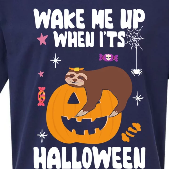 Wake Me Up When Its Halloween Lazy Sloth Sleeping Lover Cute Gift Sueded Cloud Jersey T-Shirt