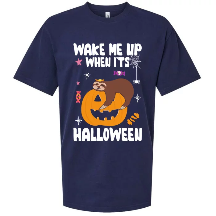 Wake Me Up When Its Halloween Lazy Sloth Sleeping Lover Cute Gift Sueded Cloud Jersey T-Shirt