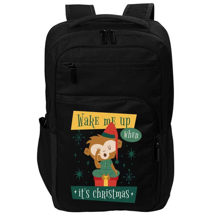 Wake Me Up When It's Christmas Monkey Cute Impact Tech Backpack