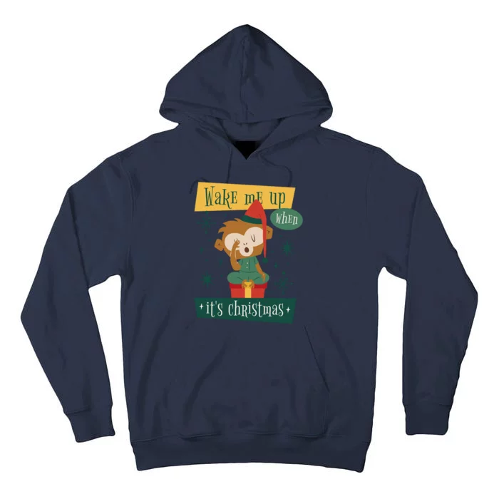 Wake Me Up When It's Christmas Monkey Cute Tall Hoodie