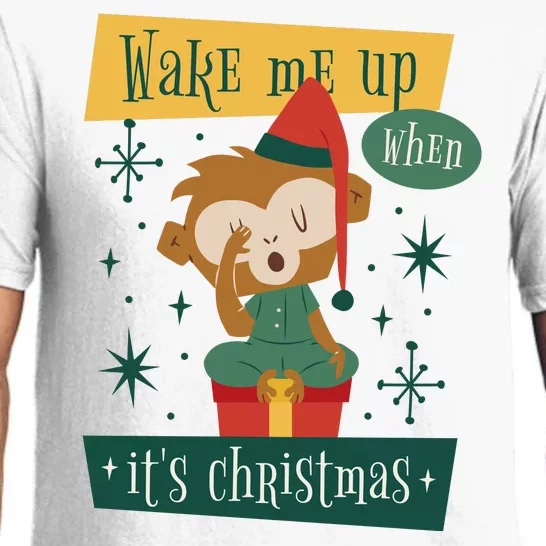 Wake Me Up When It's Christmas Monkey Cute Pajama Set