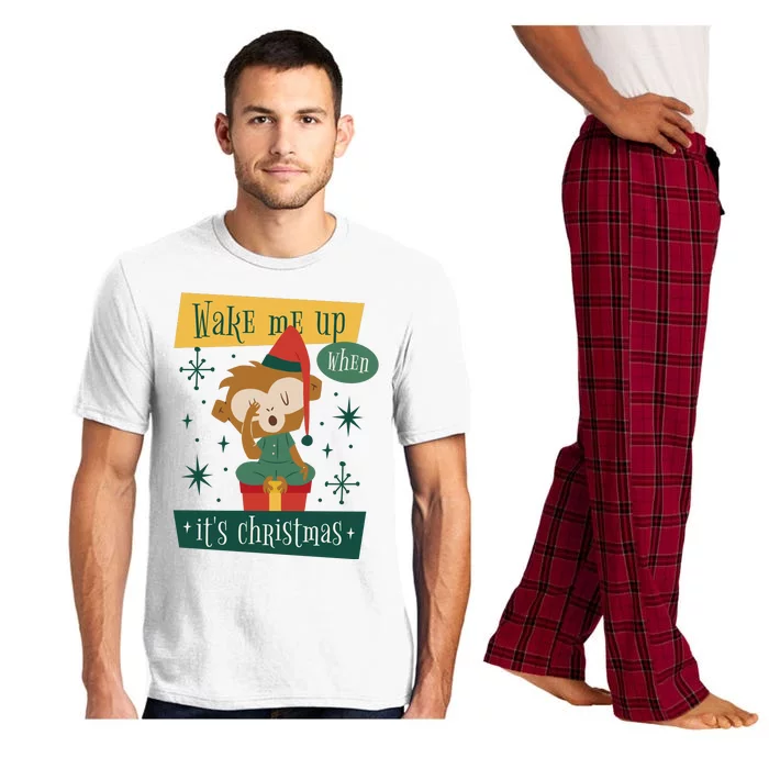 Wake Me Up When It's Christmas Monkey Cute Pajama Set