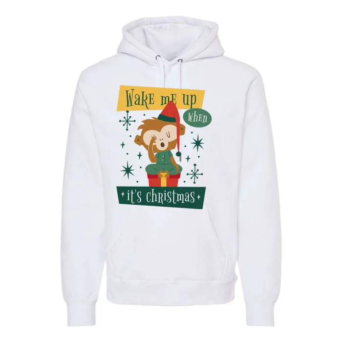 Wake Me Up When It's Christmas Monkey Cute Premium Hoodie