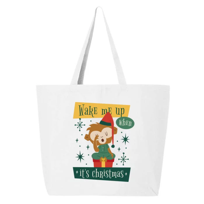 Wake Me Up When It's Christmas Monkey Cute 25L Jumbo Tote