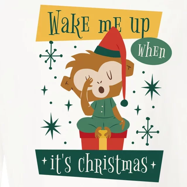 Wake Me Up When It's Christmas Monkey Cute Cropped Pullover Crew