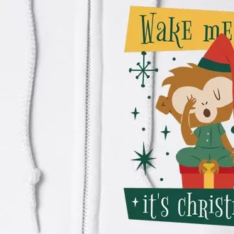 Wake Me Up When It's Christmas Monkey Cute Full Zip Hoodie