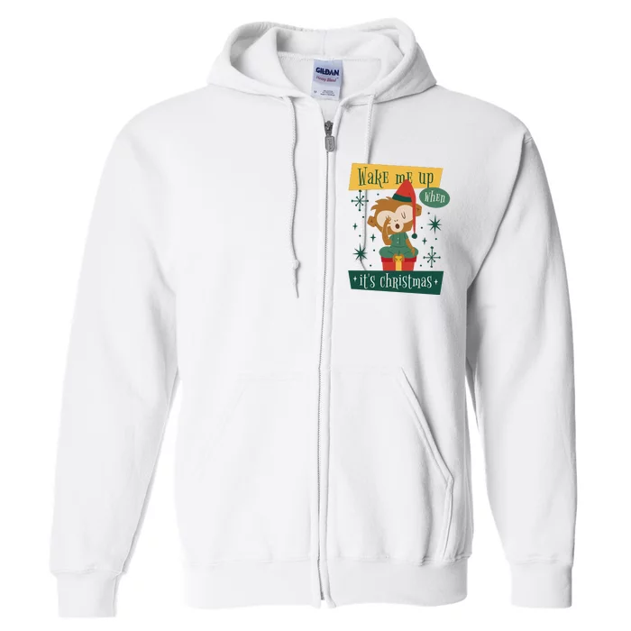 Wake Me Up When It's Christmas Monkey Cute Full Zip Hoodie