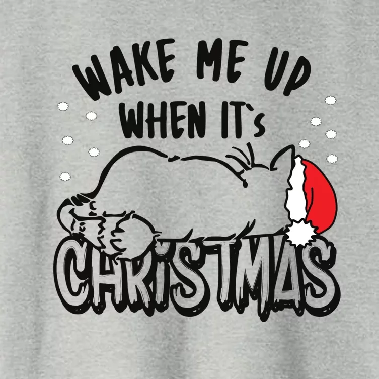 Wake Me Up When Its Christmas Merry Christmas Cat Gift Women's Crop Top Tee