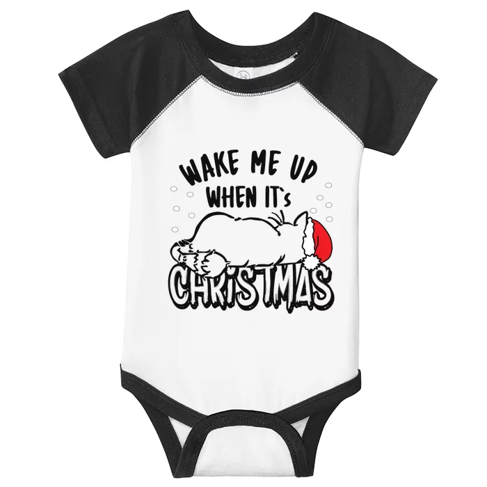 Wake Me Up When Its Christmas Merry Christmas Cat Gift Infant Baby Jersey Bodysuit