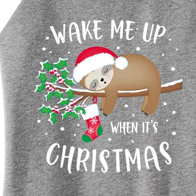 Wake Me Up When ItS Christmas Cute Sloth Gift Women’s Perfect Tri Rocker Tank