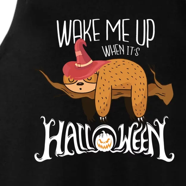 Wake Me Up When Its Halloween Sloth Gift Ladies Tri-Blend Wicking Tank