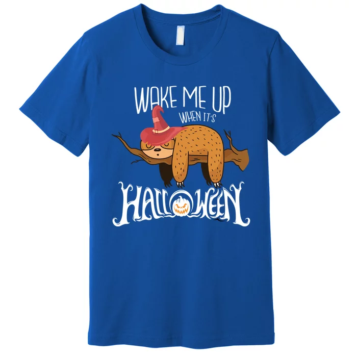 Wake Me Up When Its Halloween Sloth Gift Premium T-Shirt