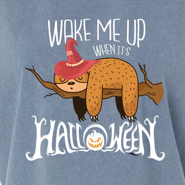 Wake Me Up When Its Halloween Sloth Gift Garment-Dyed Women's Muscle Tee