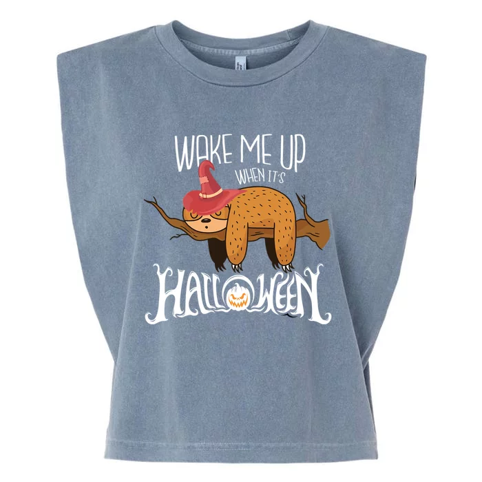 Wake Me Up When Its Halloween Sloth Gift Garment-Dyed Women's Muscle Tee