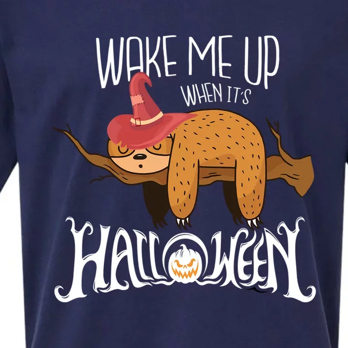 Wake Me Up When Its Halloween Sloth Gift Sueded Cloud Jersey T-Shirt