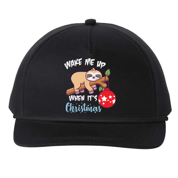 Wake Me Up When ItS Christmas Lazy Tired Sleeping Sloth Gift Snapback Five-Panel Rope Hat