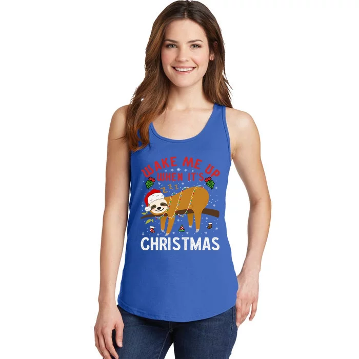 Wake Me Up When ItS Christmas Celebration Sloth Lover Gift Ladies Essential Tank