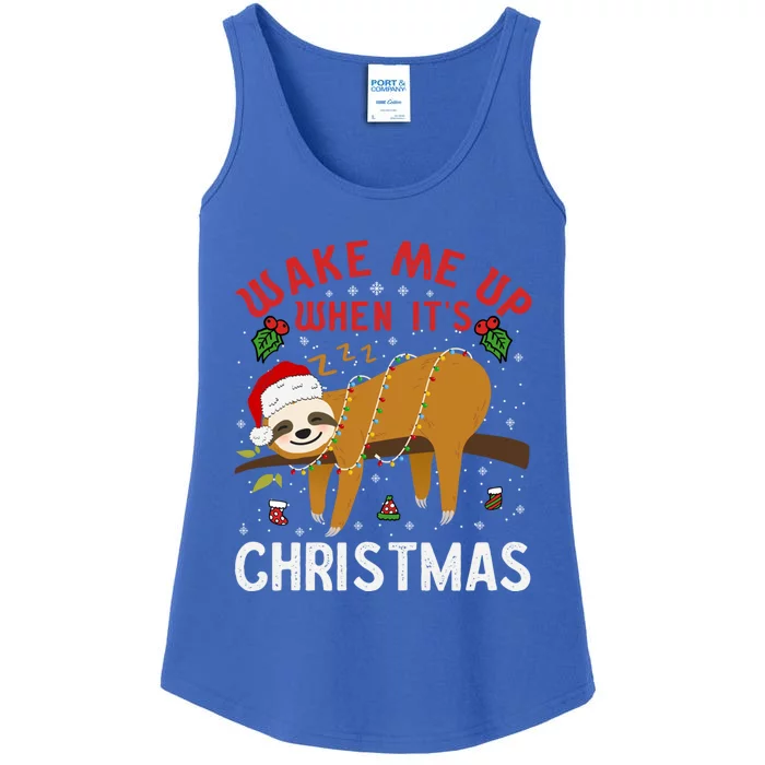 Wake Me Up When ItS Christmas Celebration Sloth Lover Gift Ladies Essential Tank