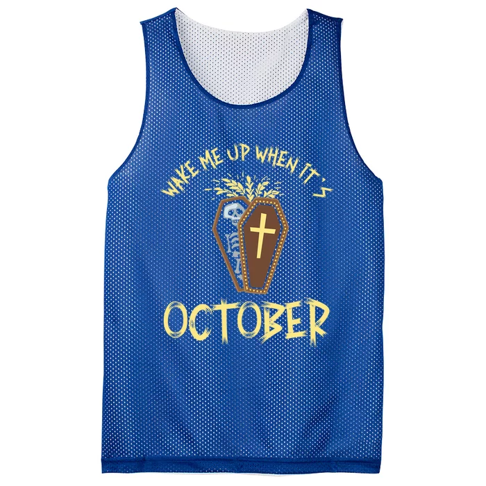 Wake Me Up When It´S October Cute Gift Mesh Reversible Basketball Jersey Tank