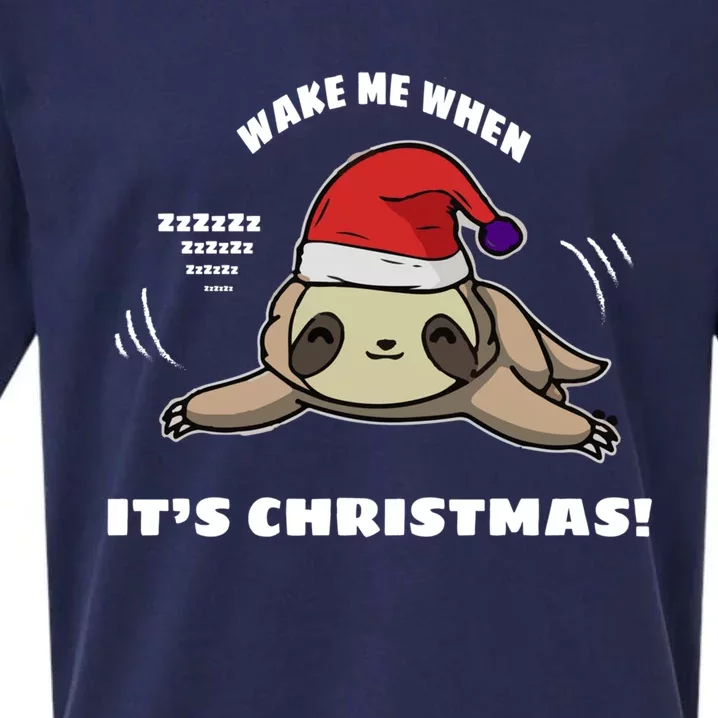 Wake Me Up When ItS Christmas Cute Sloth Snow Globe Xmas Gift Sueded Cloud Jersey T-Shirt