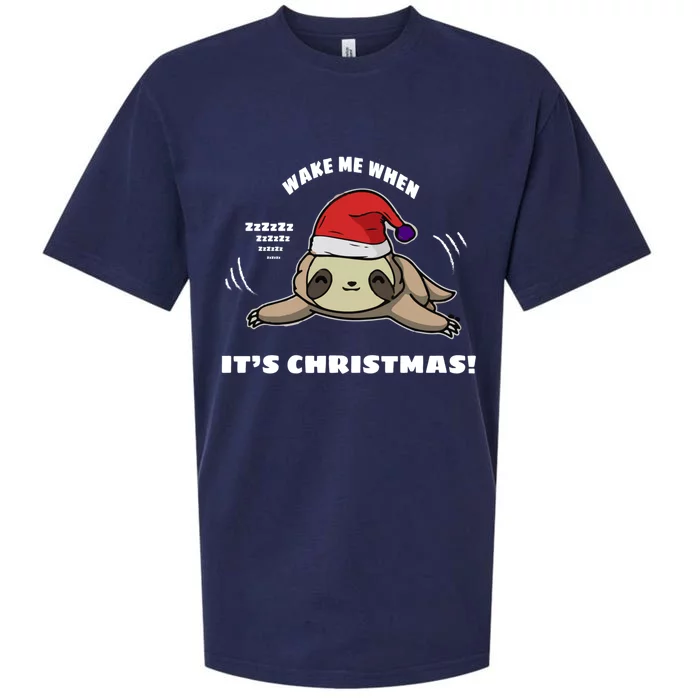 Wake Me Up When ItS Christmas Cute Sloth Snow Globe Xmas Gift Sueded Cloud Jersey T-Shirt