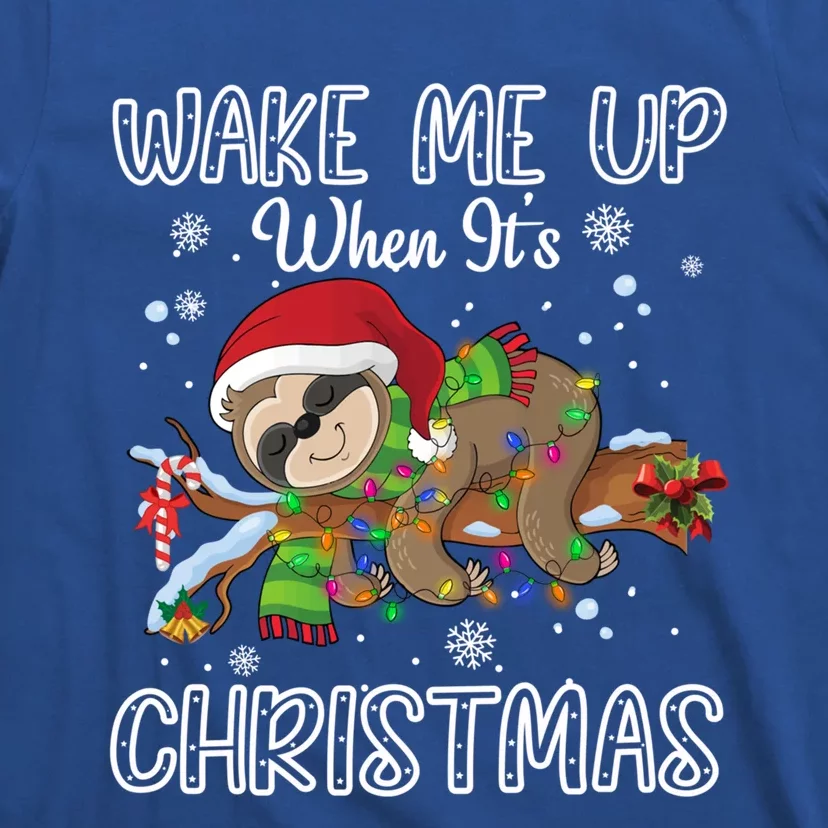 Wake Me Up When ItS Christmas Funny Sloth Lover Snowflake Gift T-Shirt