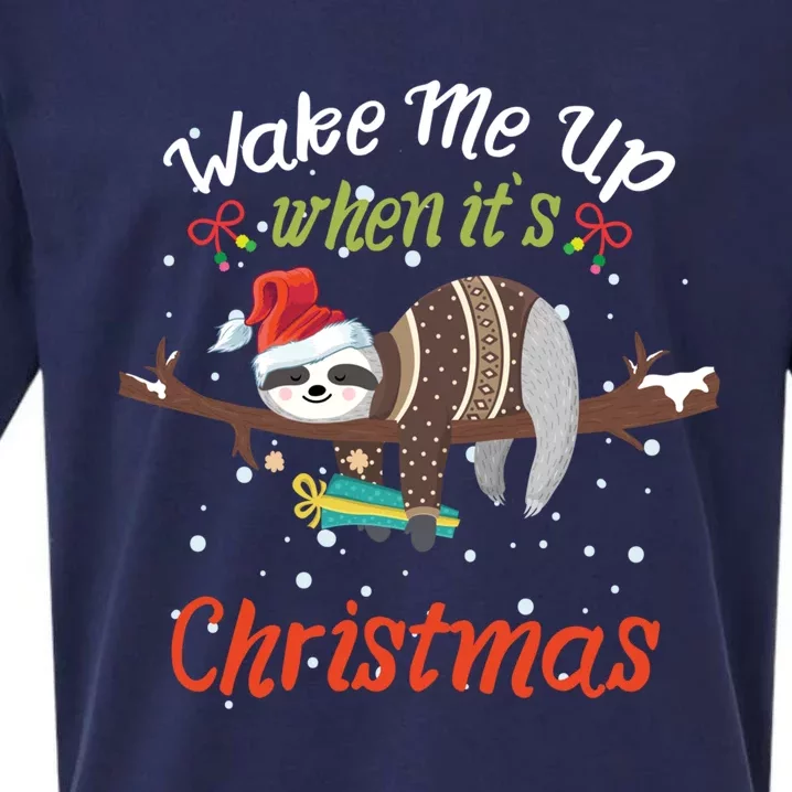 Wake Me Up When ItS Christmas Is Sweet Sloth Sloth Gift Sueded Cloud Jersey T-Shirt