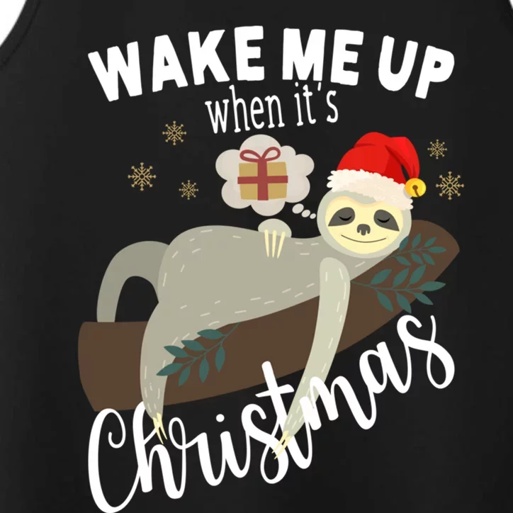 Wake Me Up When ItS Christmas Lazy Funny Sleeping Sloth Meaningful Gift Performance Tank